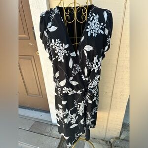 Express Black and White Floral Wrap Dress size XL